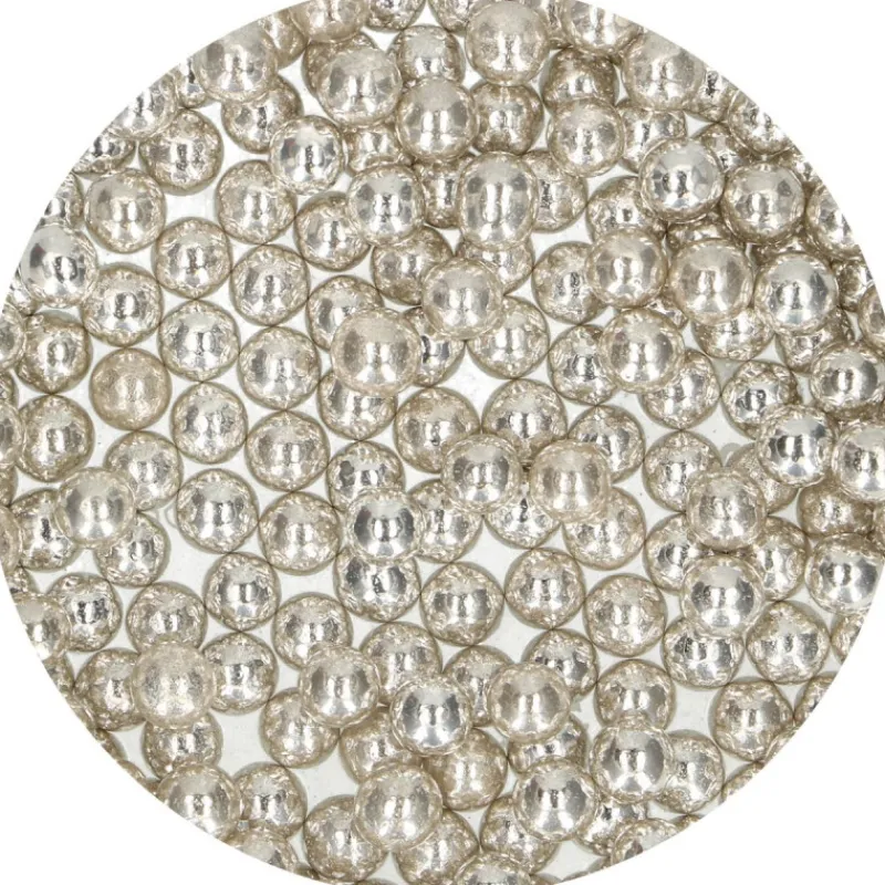 FUNCAKES Décoration Comestible|Perles de sucre 8mm Argenté 80g