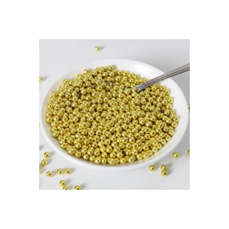 FUNCAKES Décoration Comestible|Perles de Sucre Or Métallique 80 g