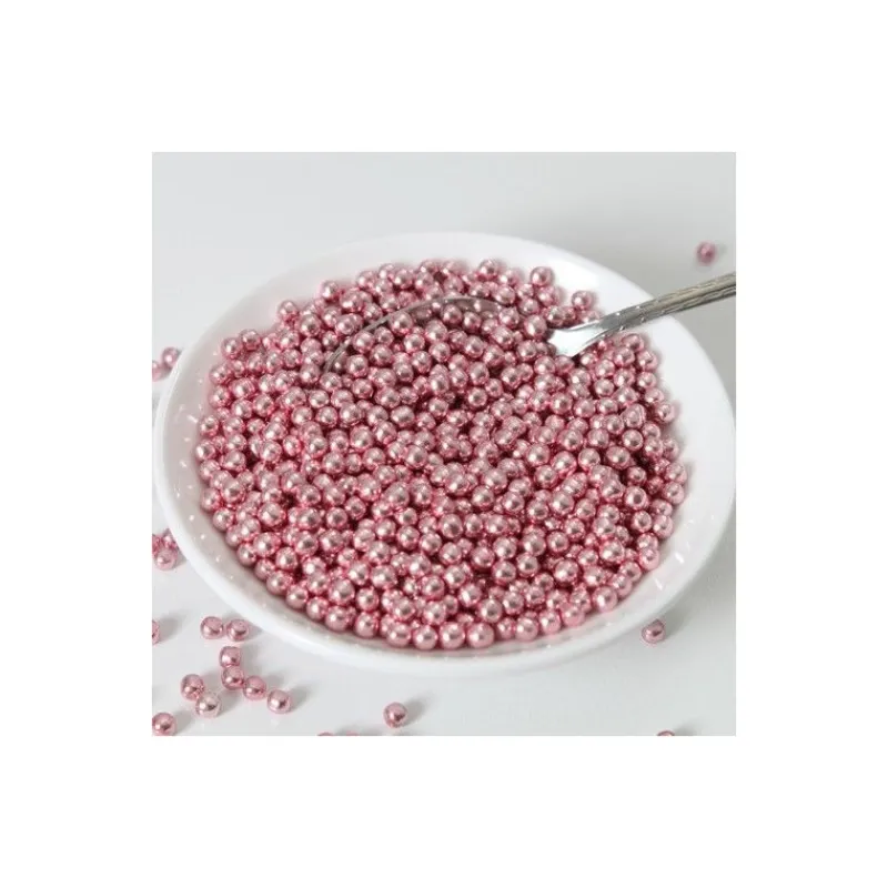 FUNCAKES Décoration Comestible|Perles de sucre Rose Métallique 80g