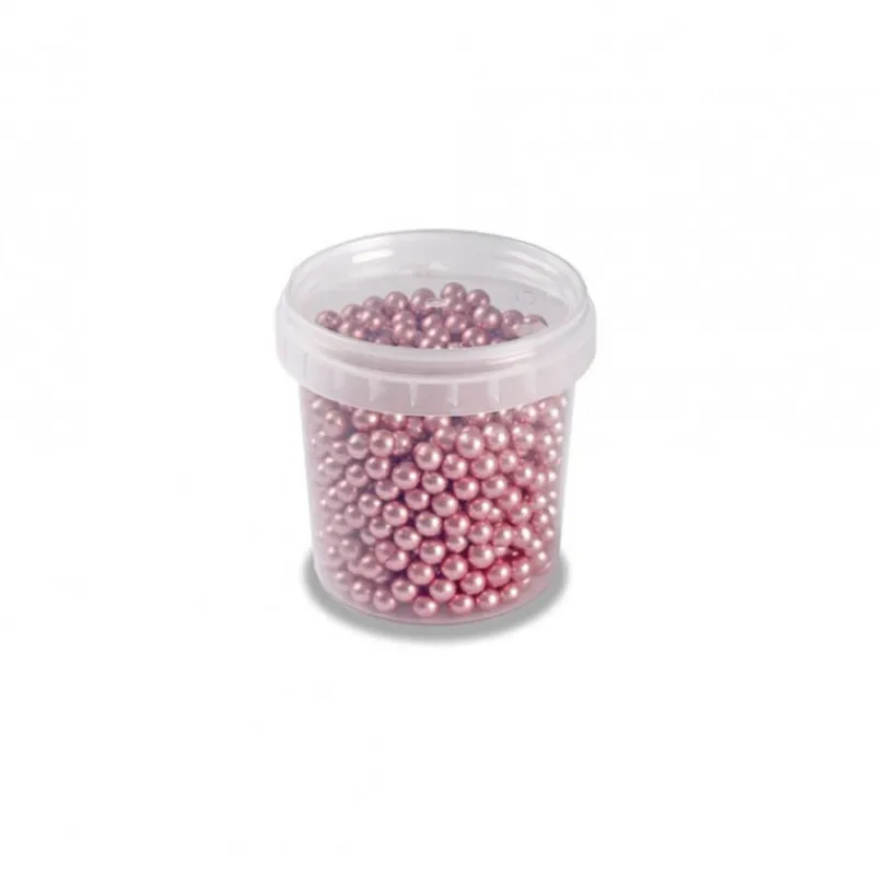 PAVONI Décoration Comestible|Perles en Sucre Rose Métallisé Ø 4 mm 120 g
