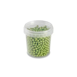 PAVONI Décoration Comestible|Perles en Sucre Vert Métallisé Ø 4 mm 120 g