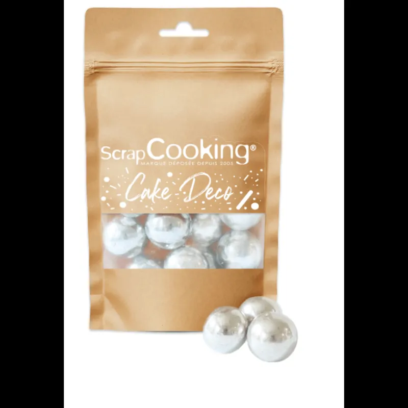 SCRAPCOOKING Décoration Comestible|Perles XXL Argentées Croustillantes 55 g