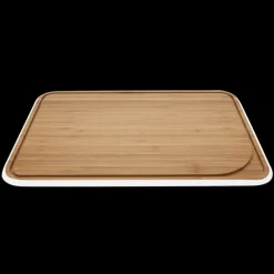 PEBBLY Planches À Découper|Planche à Découper Bambou avec Rigole 35 x 25 cm Blanc