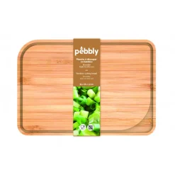 PEBBLY Planches À Découper|Planche à Découper Bambou avec Rigole 26 x 18 cm