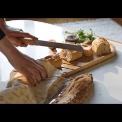 PEBBLY Planches À Découper|Planche à Pain Longue en Bambou 50 x 15 cm