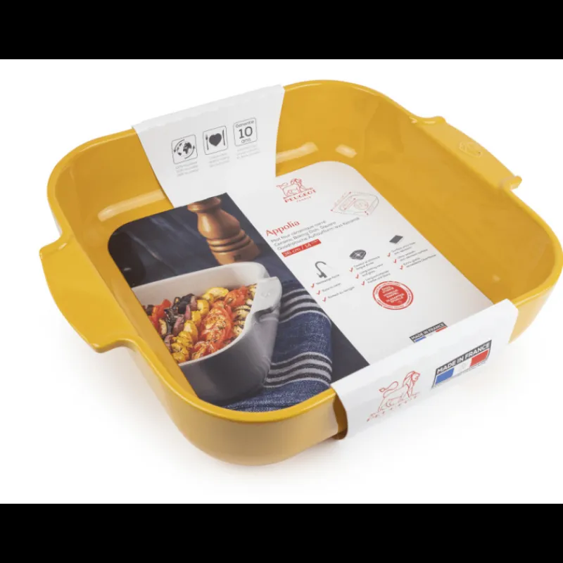 PEUGEOT Plat De Cuisson|Plat à Four Carré en Céramique Appolia 36 cm Jaune Safran