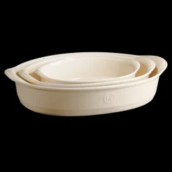 EMILE HENRY Plat De Cuisson|Plat à Four Ovale en Céramique 36,5 x 22,5 cm Argile