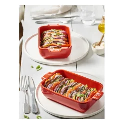 PEUGEOT Plat De Cuisson|Plat à Four Rectangulaire en Céramique Appolia 22 cm Rouge