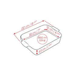 PEUGEOT Plat De Cuisson|Plat à Four Rectangulaire en Céramique Appolia 22 cm Rouge