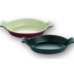 MATFER Plat De Cuisson|Plat Ovale Rouge 25,5 cm en Fonte émaillée