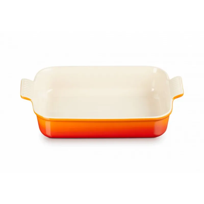 LE CREUSET Plat De Cuisson|Plat Rectangulaire Héritage en Céramique 32 cm Volcanique Tradition