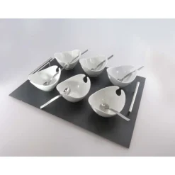 LEBRUN Servir, Présenter|Plateau 6 coupelles Jonque Blanches par