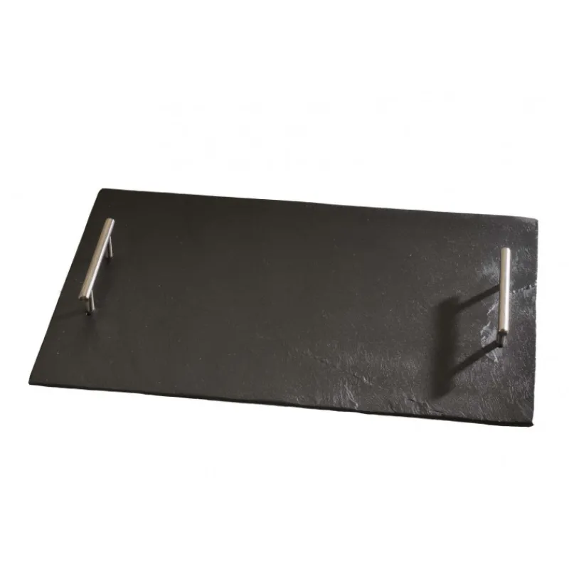 LEBRUN Servir, Présenter|Plateau ardoise poignées métal par (46x30cm)