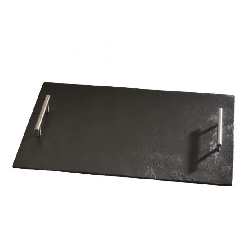 LEBRUN Servir, Présenter|Plateau ardoise poignées métal par (38x28cm)