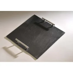 LEBRUN Servir, Présenter|Plateau ardoise poignées métal par (30x30cm)