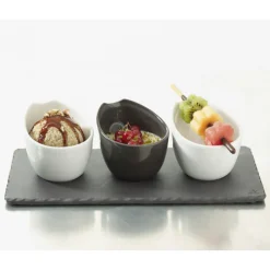 REVOL Servir, Présenter|Plateau Rectangulaire 3 encoches Ardoise 25 x 12 cm Basalt