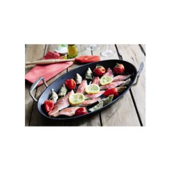 LE CREUSET Poêles|Poêle à Poisson Ovale 25,5x40 cm Anti-Adhérente Les Forgées