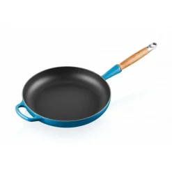 LE CREUSET Poêles|Poêle en Fonte 28 cm Azur avec Manche en Bois Signature
