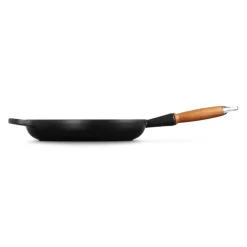 LE CREUSET Poêles|Poêle en Fonte 28 cm Noir Mat avec Manche en Bois Signature