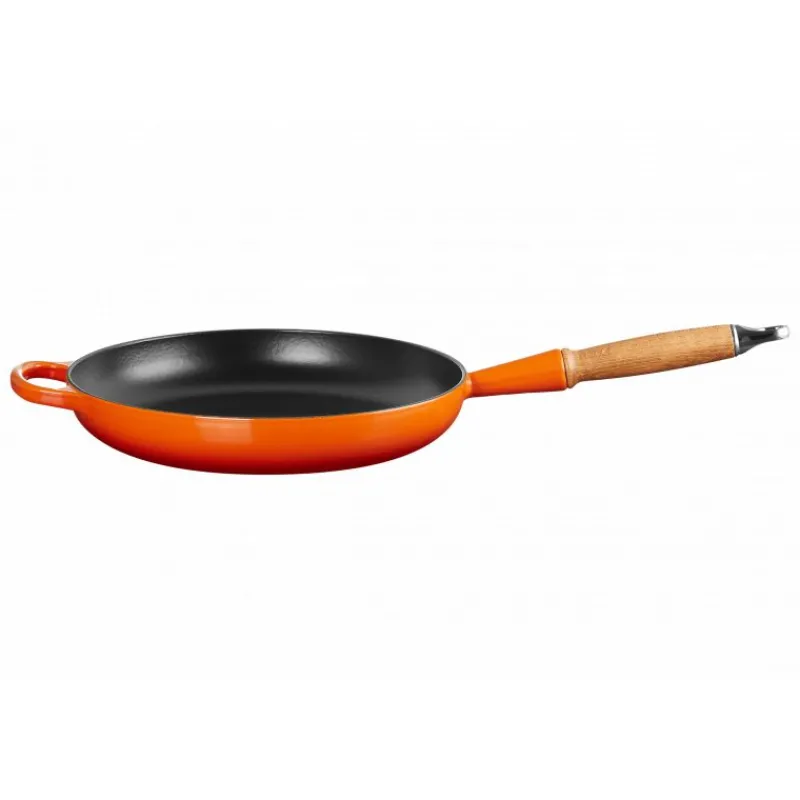 LE CREUSET Poêles|Poêle en Fonte 28 cm Volcanique avec Manche en Bois Signature