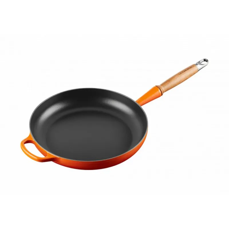 LE CREUSET Poêles|Poêle en Fonte 28 cm Volcanique avec Manche en Bois Signature