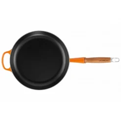 LE CREUSET Poêles|Poêle en Fonte 28 cm Volcanique avec Manche en Bois Signature