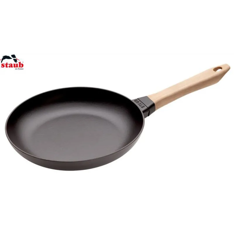 STAUB Poêles|Poêle en Fonte Noir 26 cm Manche Bois