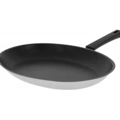 CRISTEL Poêles|Poêle Ovale Mutine Ø 35 cm Manche Fixe Anti-Adhésive Inox