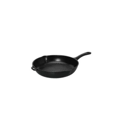 CHASSEUR Grills|Poêles|Poêle-gril en Fonte rond 25 cm Noir Mat