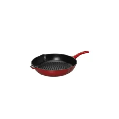 CHASSEUR Grills|Poêles|Poêle-gril en Fonte rond 25 cm Rouge