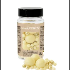 SCRAPCOOKING Décoration Comestible|Pot de Décors en Perles Or et Chocolat Blanc 50 g
