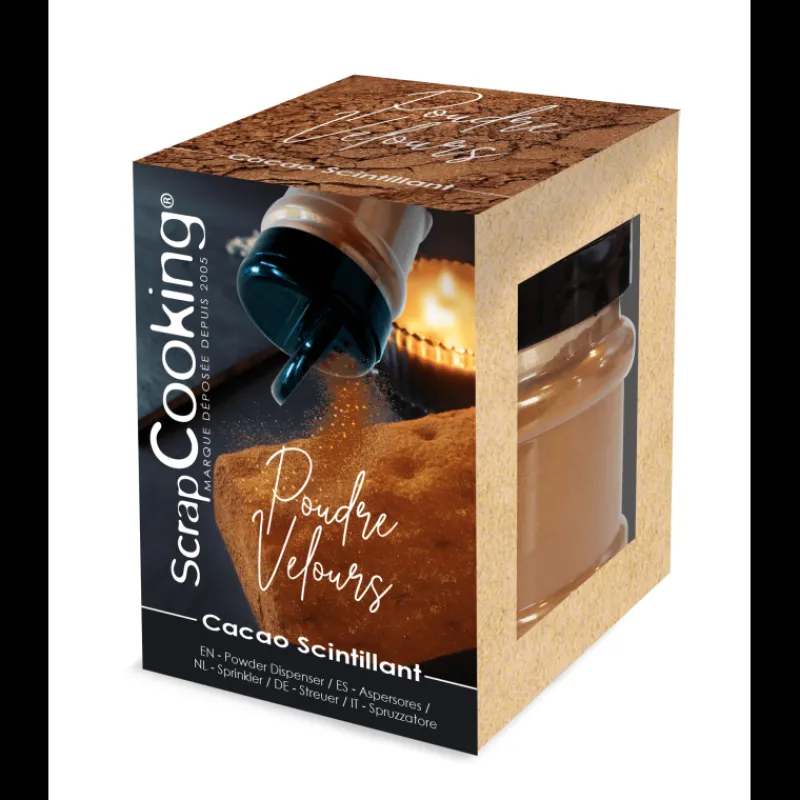 SCRAPCOOKING Colorants Alimentaires|Décoration Comestible|Poudre Velours Cacao Scintillant 80 g