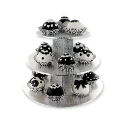 GATODECO Présentoirs Pour Gâteaux|Présentoir Argenté Cupcakes 3 Etages Ronds Gatodéco