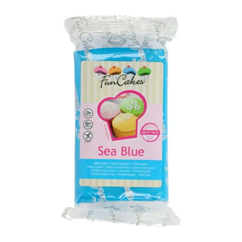 FUNCAKES Pâte À Sucre|Pâte à Sucre Bleu Mer 250g
