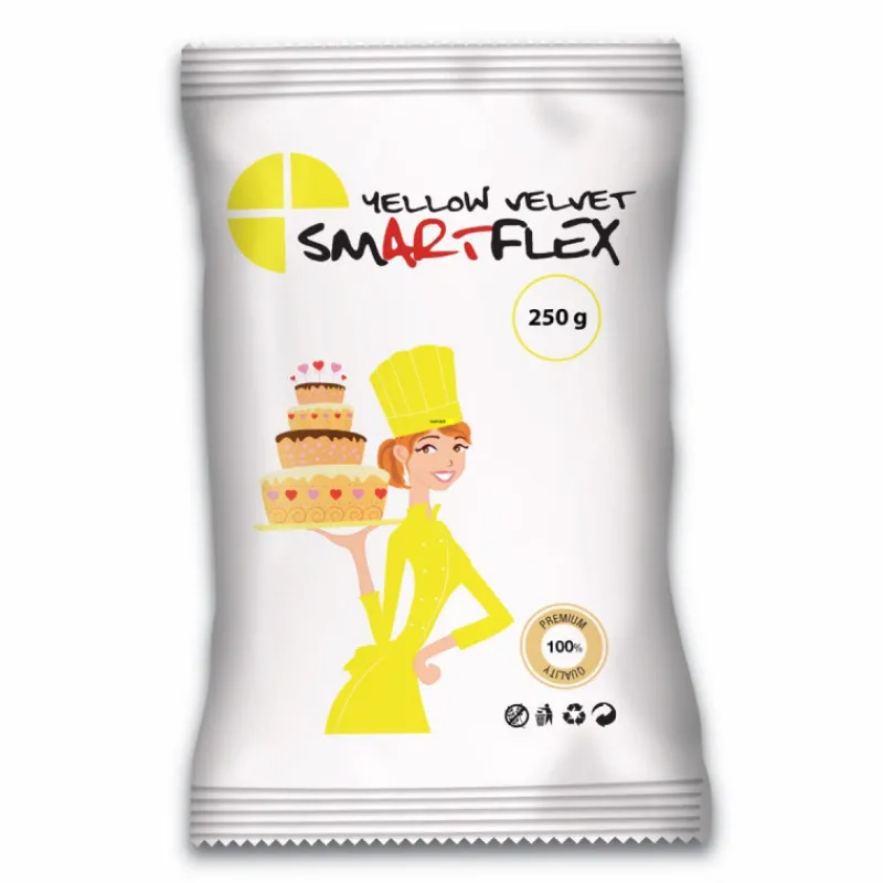 SMARTFLEX Produits Sans Gluten|Pâte À Sucre|Pâte à Sucre Jaune Yellow Velvet 250g