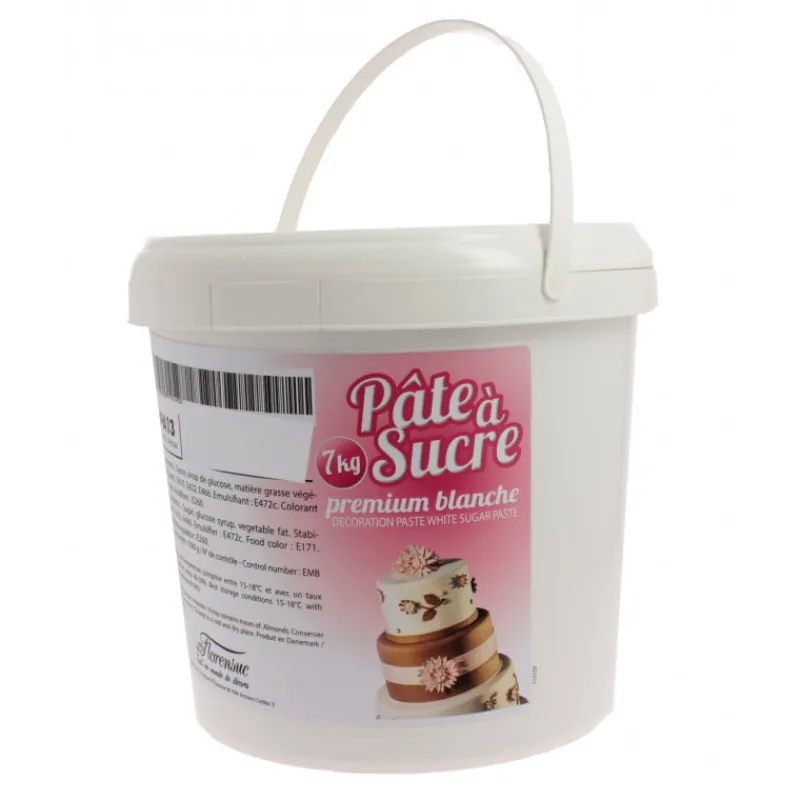 FLORENSUC Pâte À Sucre|Pâte à Sucre PREMIUM Blanche - Seau de 5 kg