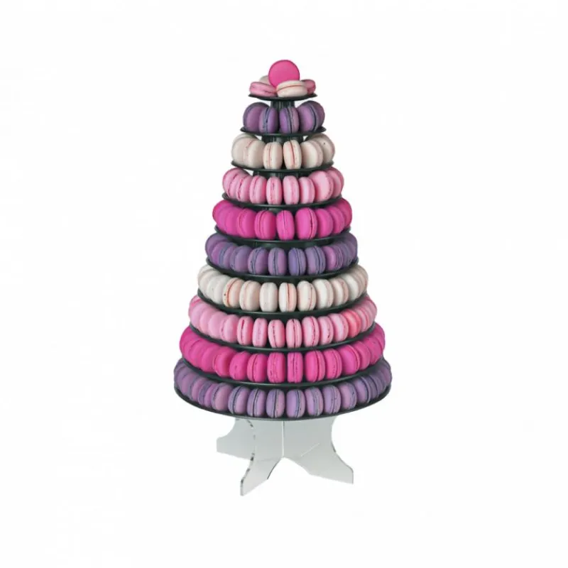 MALLARD FERRIERE Présentoirs Pour Gâteaux|Pyramide à Macaron vertical 10 plateaux amovibles - Version Noire