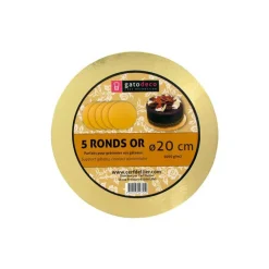 GATODECO Présentoirs Pour Gâteaux|Ronds Dorés Ø 19,6 cm (x5) Gatodéco