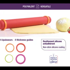 MASTRAD Ustensiles Pâtisserie|Rouleau à Pâtisserie ajustable rouge 41 cm