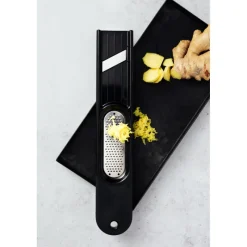 MICROPLANE Zesteur|Presse Purée Et Moulin Légumes|Râpe à Gingembre 3 en 1 Specialty Noir