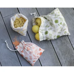 PEBBLY Sac En Tissu|Sac à Vrac Coton Bio Vert 25 x 30 cm