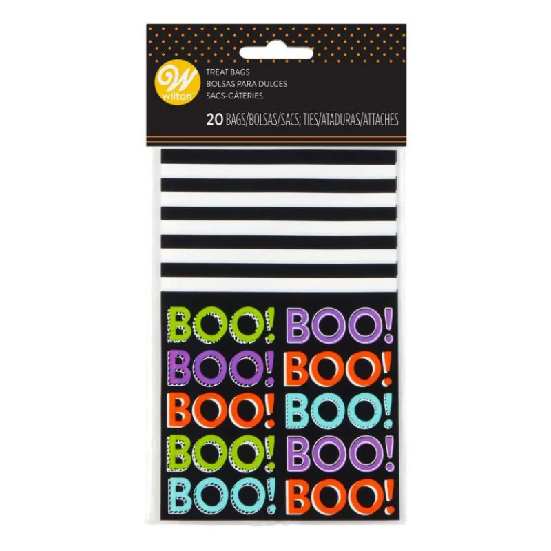 WILTON Emballage Alimentaire|Sachet Bonbon Halloween BOO! 100x155mm (x20)