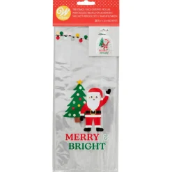 WILTON Emballage Alimentaire|Sachet Bonbon Père Noël 11 x 23,5 cm avec Attaches Sachet (x20)