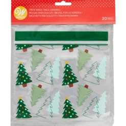 WILTON Emballage Alimentaire|Sachet Bonbon Refermable Sapin de Noël 18,5 x 18,5 cm (x20)