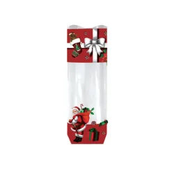 CUISINEADDICT Emballage Alimentaire|Sachet Confiserie Père Noël 12x26cm (x100) - Fond Cartonné