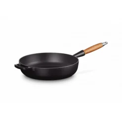 LE CREUSET Sauteuses|Sauteuse en Fonte 28 cm Noir Mat avec Manche en Bois Signature