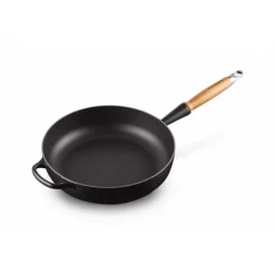 LE CREUSET Sauteuses|Sauteuse en Fonte 28 cm Noir Mat avec Manche en Bois Signature