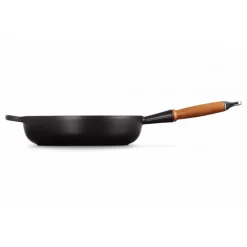 LE CREUSET Sauteuses|Sauteuse en Fonte 28 cm Noir Mat avec Manche en Bois Signature