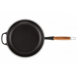LE CREUSET Sauteuses|Sauteuse en Fonte 28 cm Noir Mat avec Manche en Bois Signature