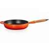 LE CREUSET Sauteuses|Sauteuse en Fonte 28 cm Volcanique avec Manche en Bois Signature